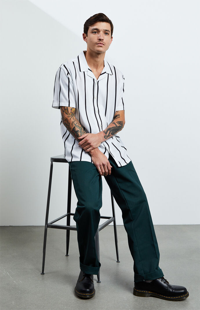 White Striped Camp Shirt