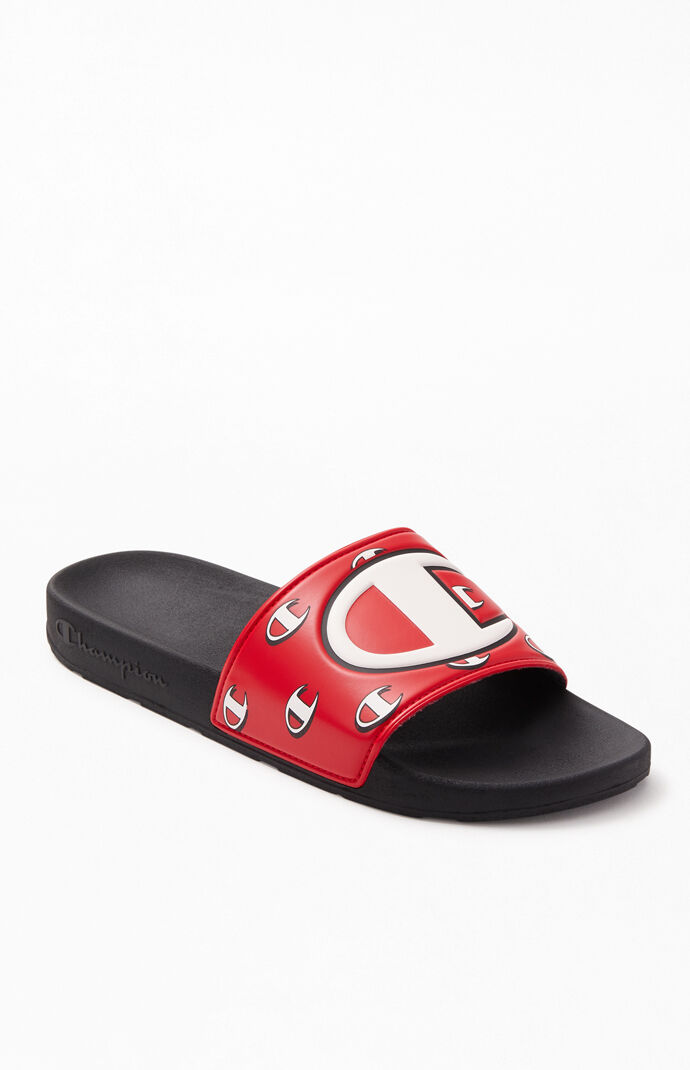 champion ipo repeat red slide sandals