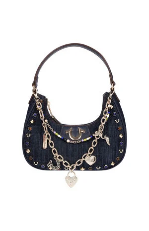 Studded Dark Denim Shoulder Bag image number 1
