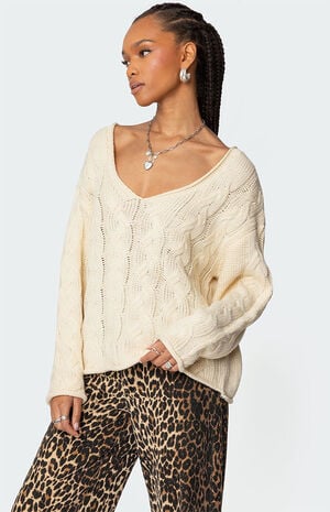 Inga Oversized Cable Knit Sweater image number 1