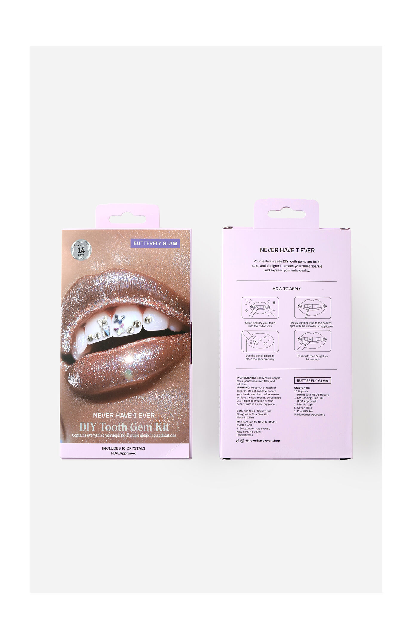 NEVER HAVE I EVER Butterfly Glam Tooth Gem DIY Kit