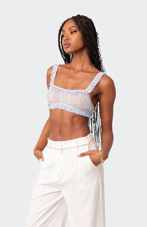 Gabi Ruffle Sheer Lace Bralette image number 4