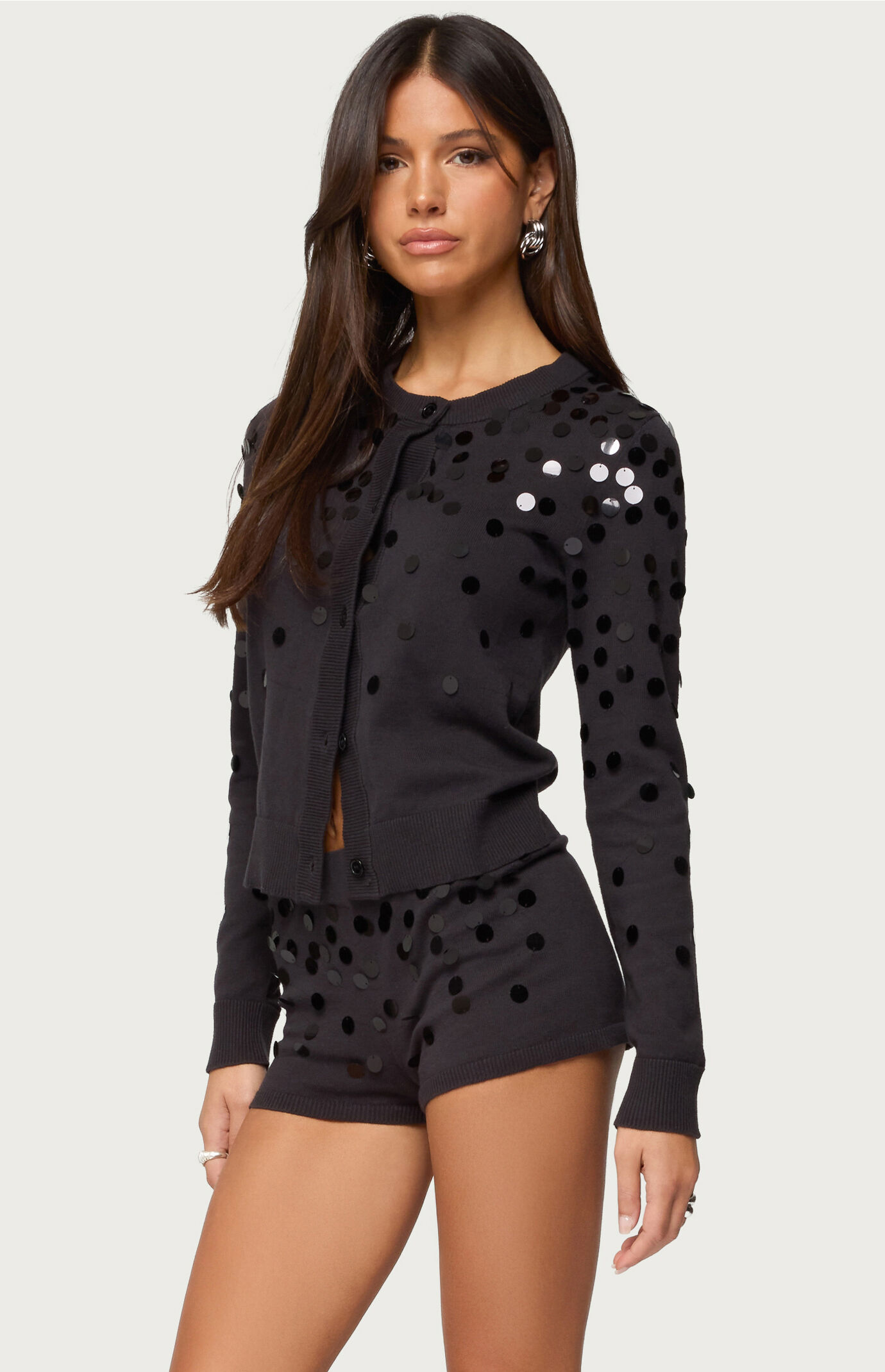 Edikted Cierra Sequin Knit Cardigan