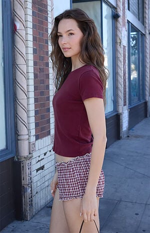 Burgundy Loreen Short Sleeve Top image number 3