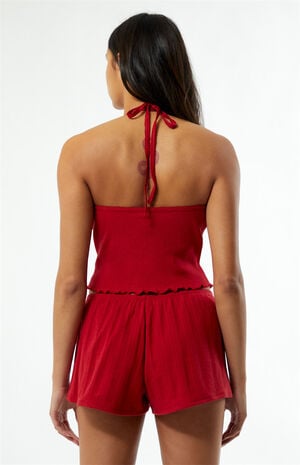 Hazel Pointelle Halter Tank Top image number 3