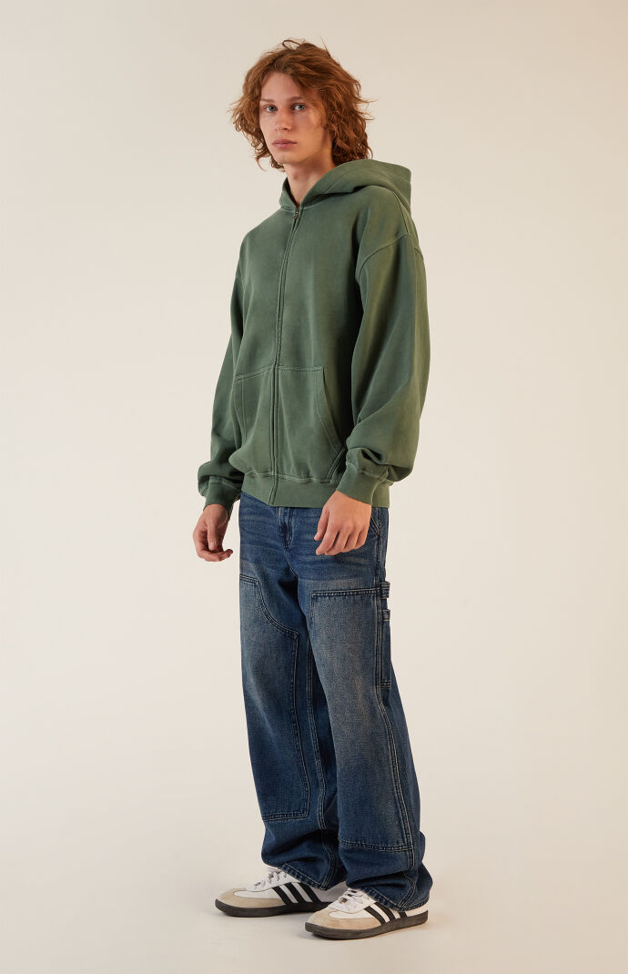 PacSun Green Vintage Wash Full Zip Hoodie | PacSun PacSun Green Vintage Wash Full Zip Hoodie | PacSun
