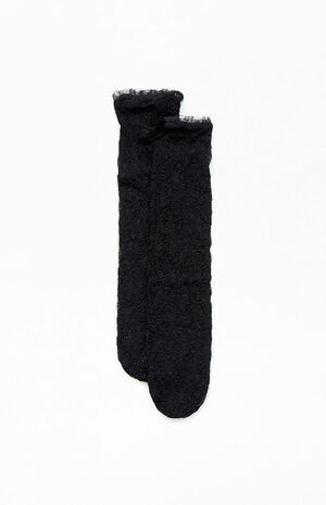 Black Lace Crew Socks image number 3