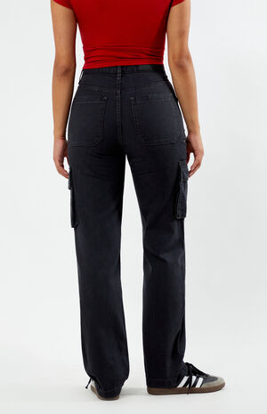 Black Cargo Dad Jeans image number 4