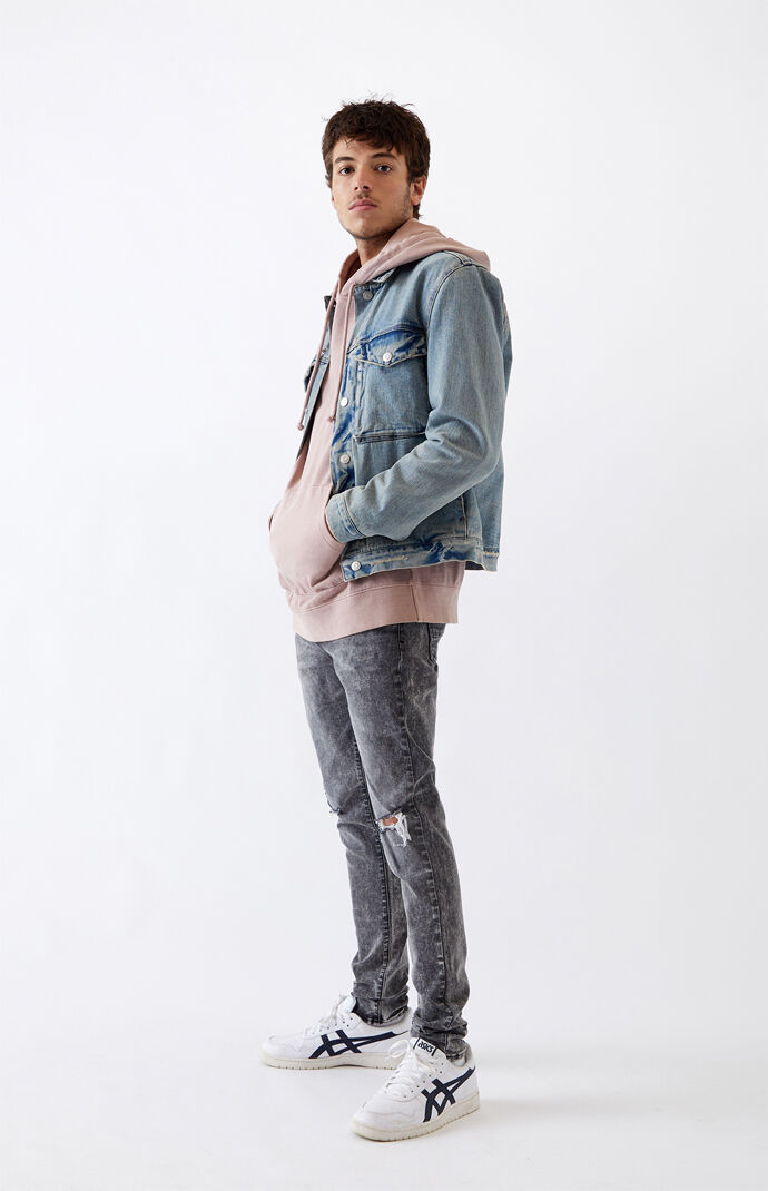 Black Acid Ripped Stacked Skinny Jeans