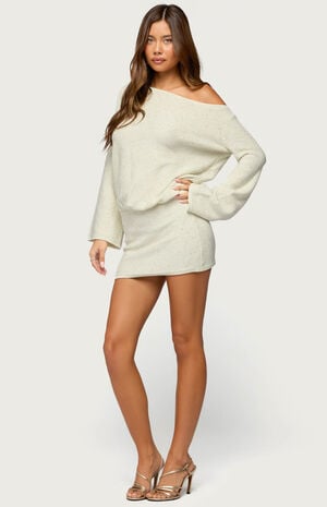 Off Shoulder Sequin Knit Mini Dress image number 4