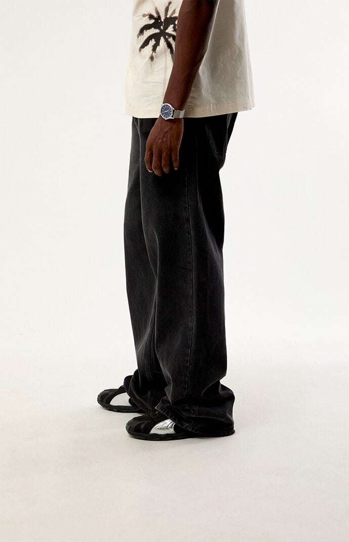 PLAY PALM ANGELS Black Graffiti Logo Baggy Wide Leg Jeans