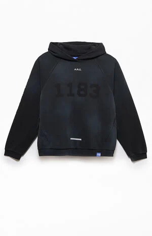 1183&nbsp;Black Vintage Wash&nbsp;Heavyweight Raglan Oversized Fleece Hoodie image number 1