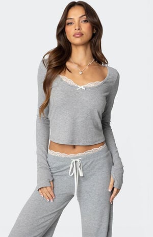 Peekaboo Lace Long Sleeve Top image number 1