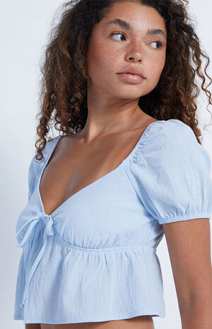 Tie Front Babydoll Crop Top image number 2