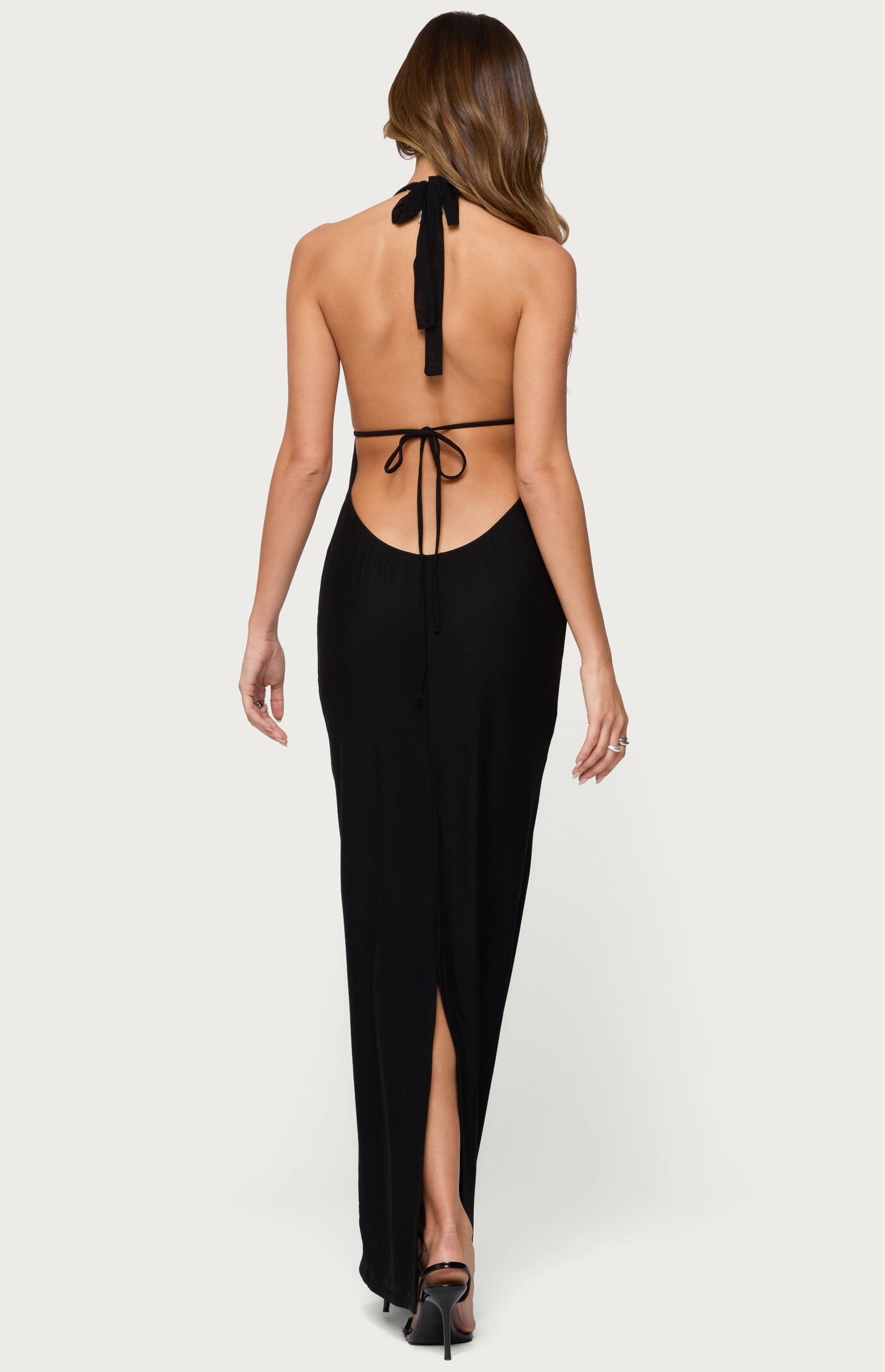 Edikted Laretta Cowl Neck Backless Maxi Dress