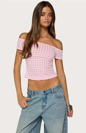 Mack Studded Off Shoulder Top image number 1