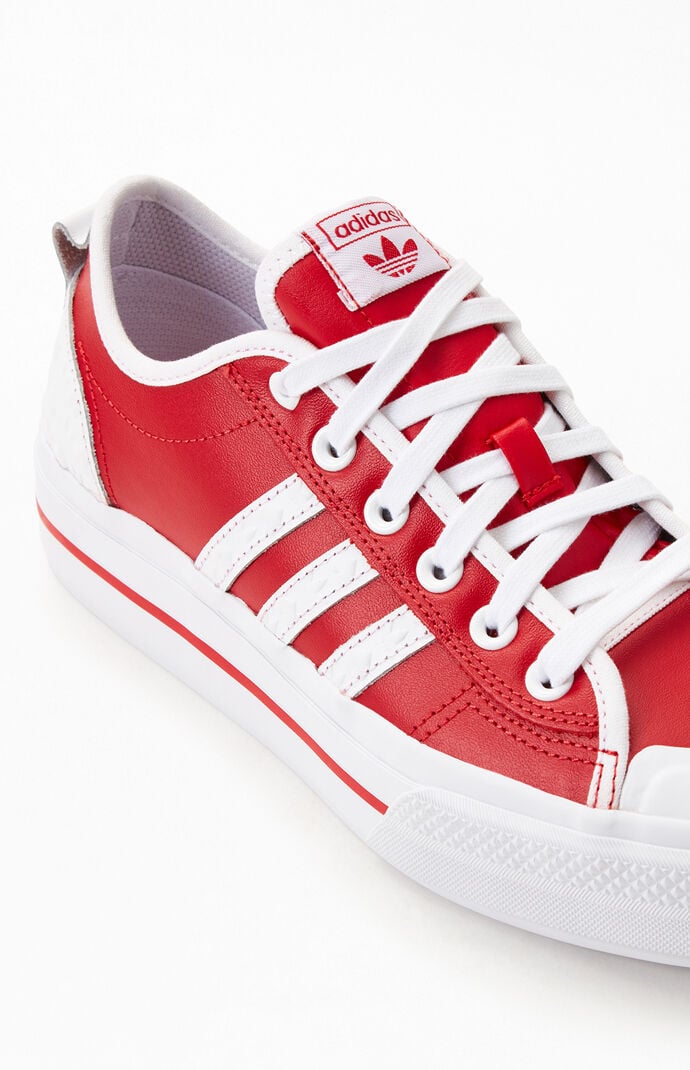 Red and white platform sneakers sale