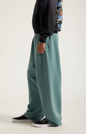 Green Washed Fleece Extreme Baggy Sweatpants image number 3