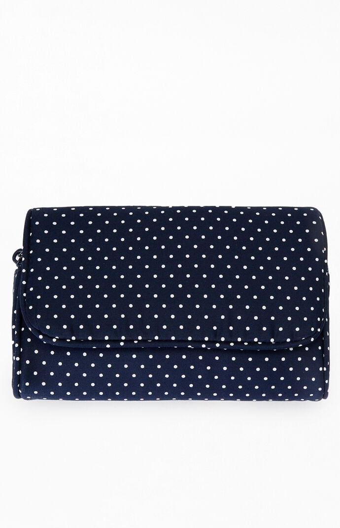 John Galt Navy Polka Dot Cosmetic Bag