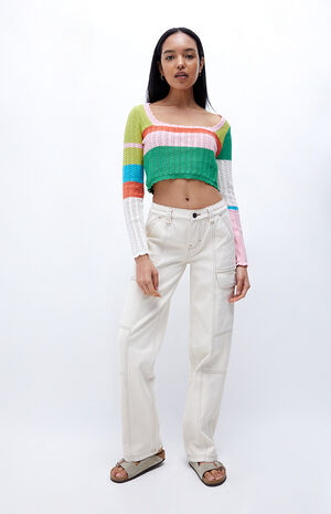 Long Sleeve Crochet Sweater image number 4