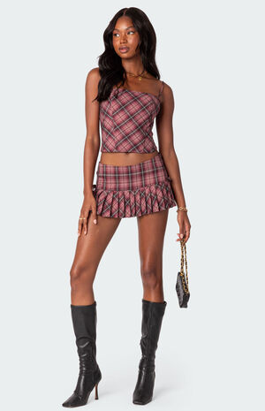 Jamie Pleated Plaid Mini Skort image number 1