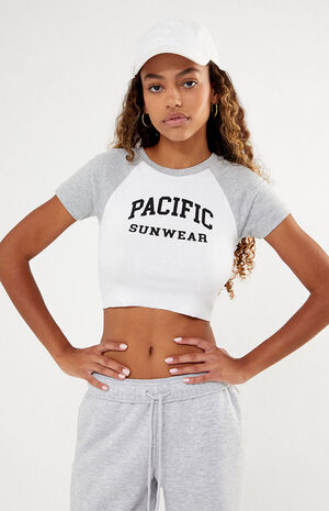 White & Grey Pacific Sunwear Arch Raglan T-Shirt image number 2