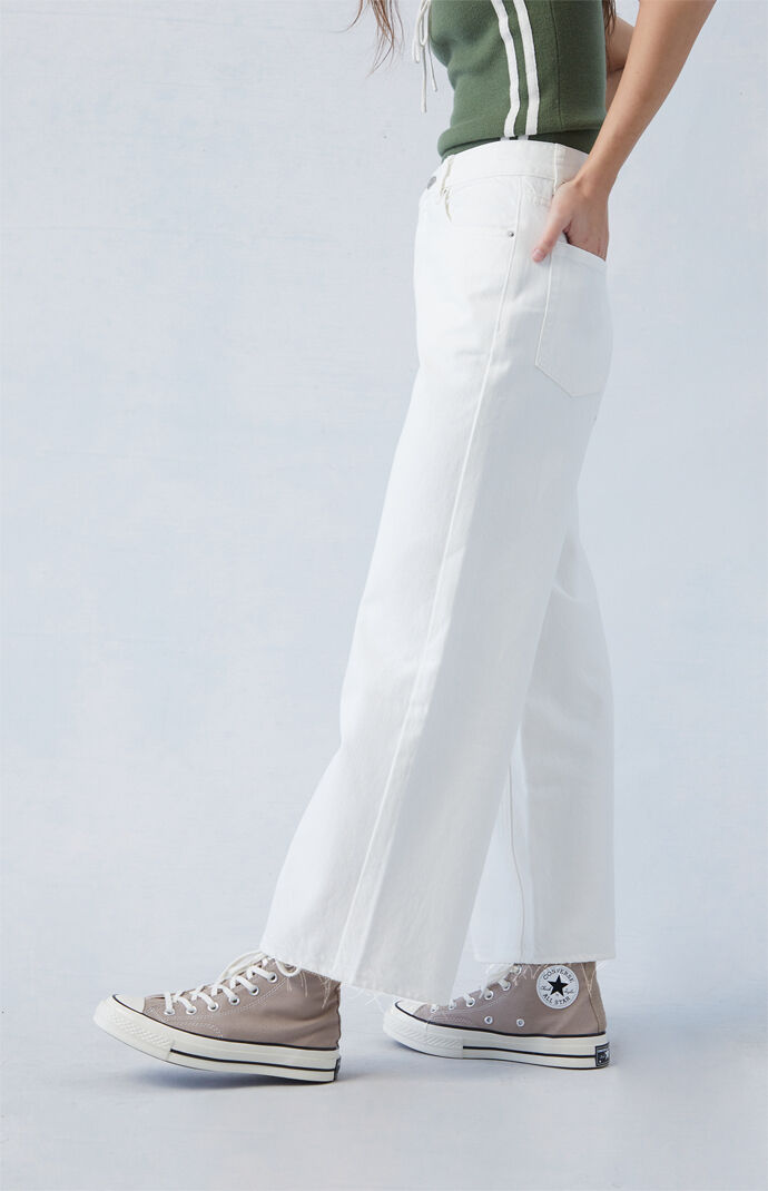 White cropped wide leg jeans online