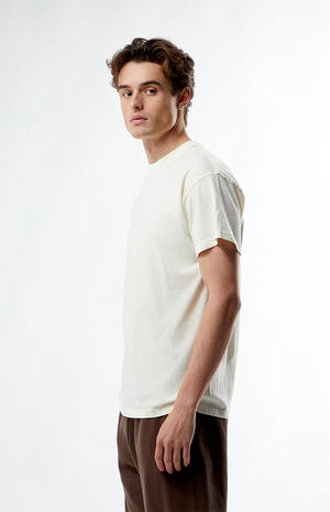 Cream Solid Soft Oversized T-Shirt image number 3