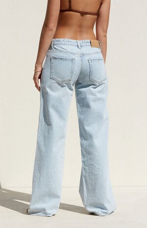 Light Indigo Drawstring Low Rise Baggy Jeans image number 4