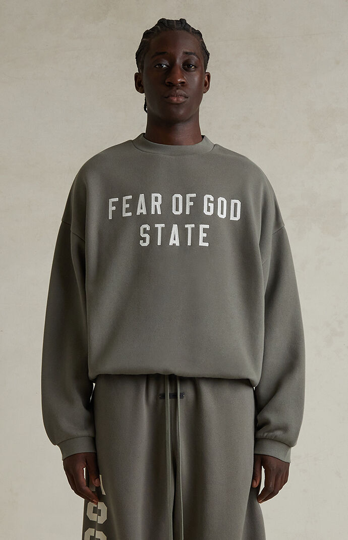 Fear of God ESSENTIALS Moss '90s Fit Fleece Crew Neck Sweatshirt