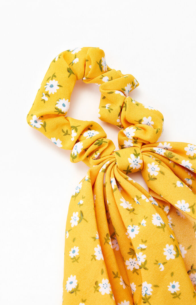 Yellow Floral Flowy Scrunchie