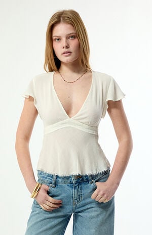 Aimee Tie Back Short Sleeve Babydoll Top image number 2