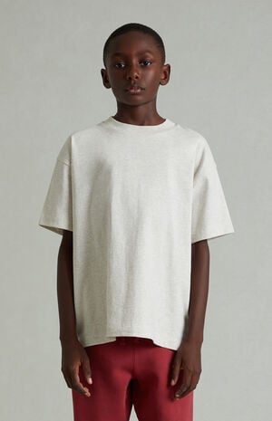 Kids Heather Oatmeal Classic Short Sleeve T-Shirt image number 2