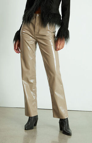 Tan Lacquered Boyfriend Pants image number 2