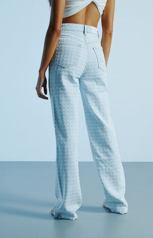 Light Blue Distressed Cross '90s Boyfriend Jeans image number 4