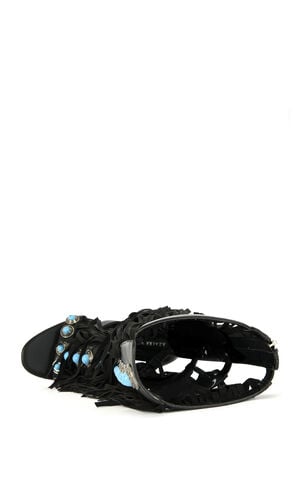 Women's Amadeo Black Fringe Gladiator Sandal Boots image number 4