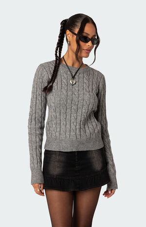 Edikted Minka Fitted Cable Knit Sweater | PacSun