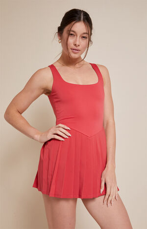 PAC WHISPER Active Pleated Drop V Waist Mini Dress image number 3