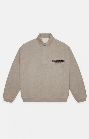 Heather Grey Fleece Polo Sweatshirt image number 1