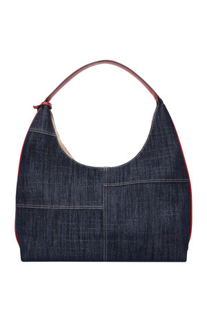 Varsity Logo Dark Denim Hobo Bag image number 4