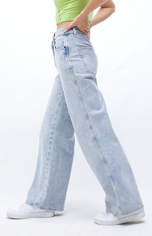 Eco Light Blue High Waisted Baggy Jeans image number 2