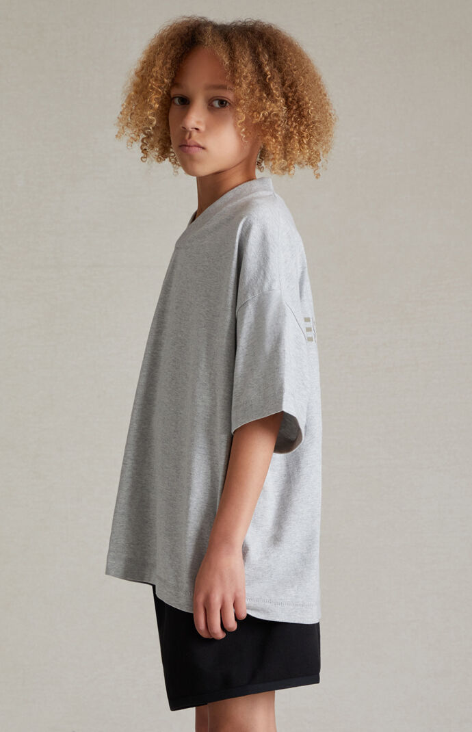 Kids Fear of God Essentials Light Heather Grey V-Neck T