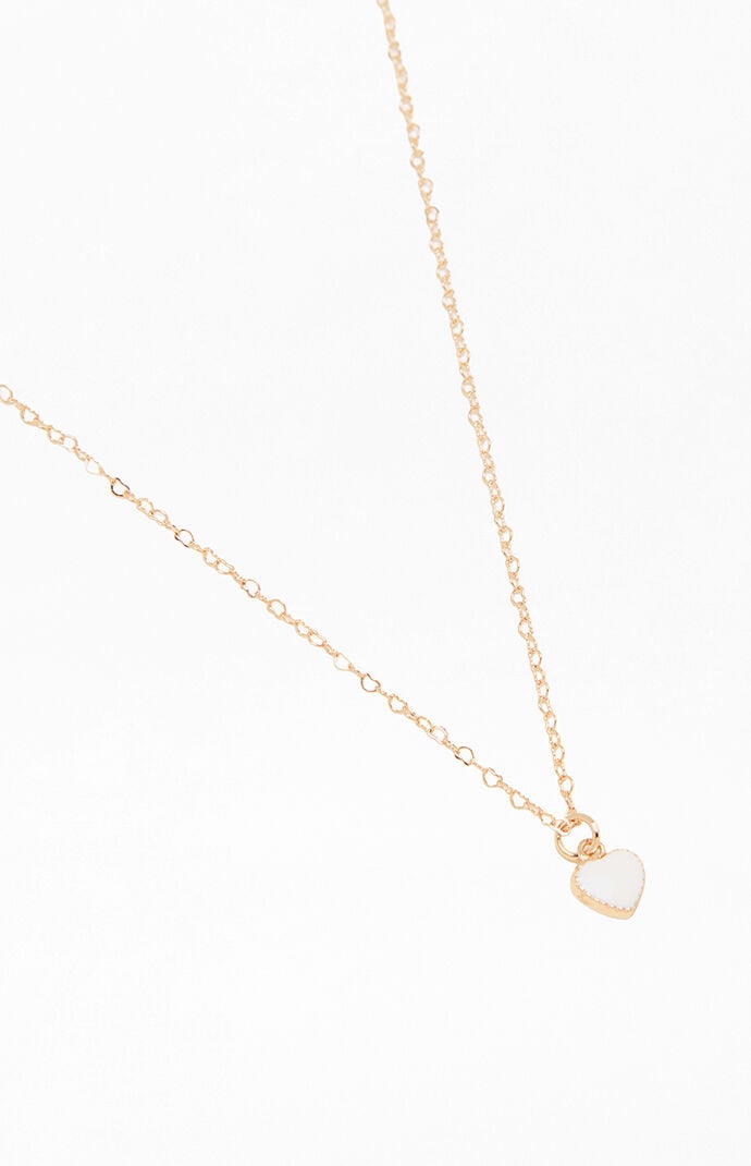 John Galt Gold White Heart Necklace