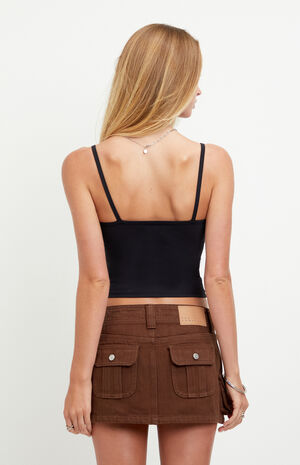 Piper Brown Low Rise Micro Jean Skirt image number 3