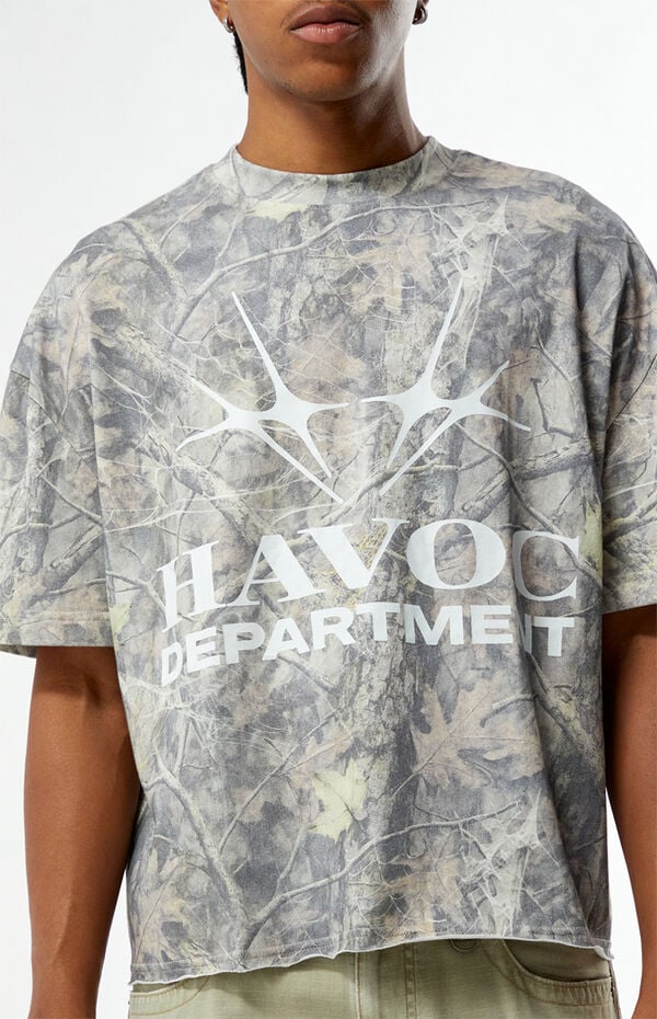 Pacsun Havoc Camo Cropped Boxy T-Shirt