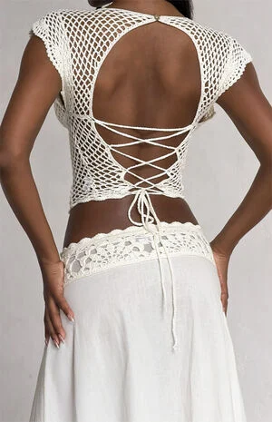 Sasha Scalloped Crochet Top image number 3