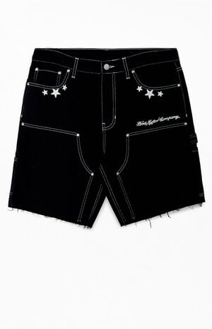 Star Knee Panels Baggy Denim Shorts