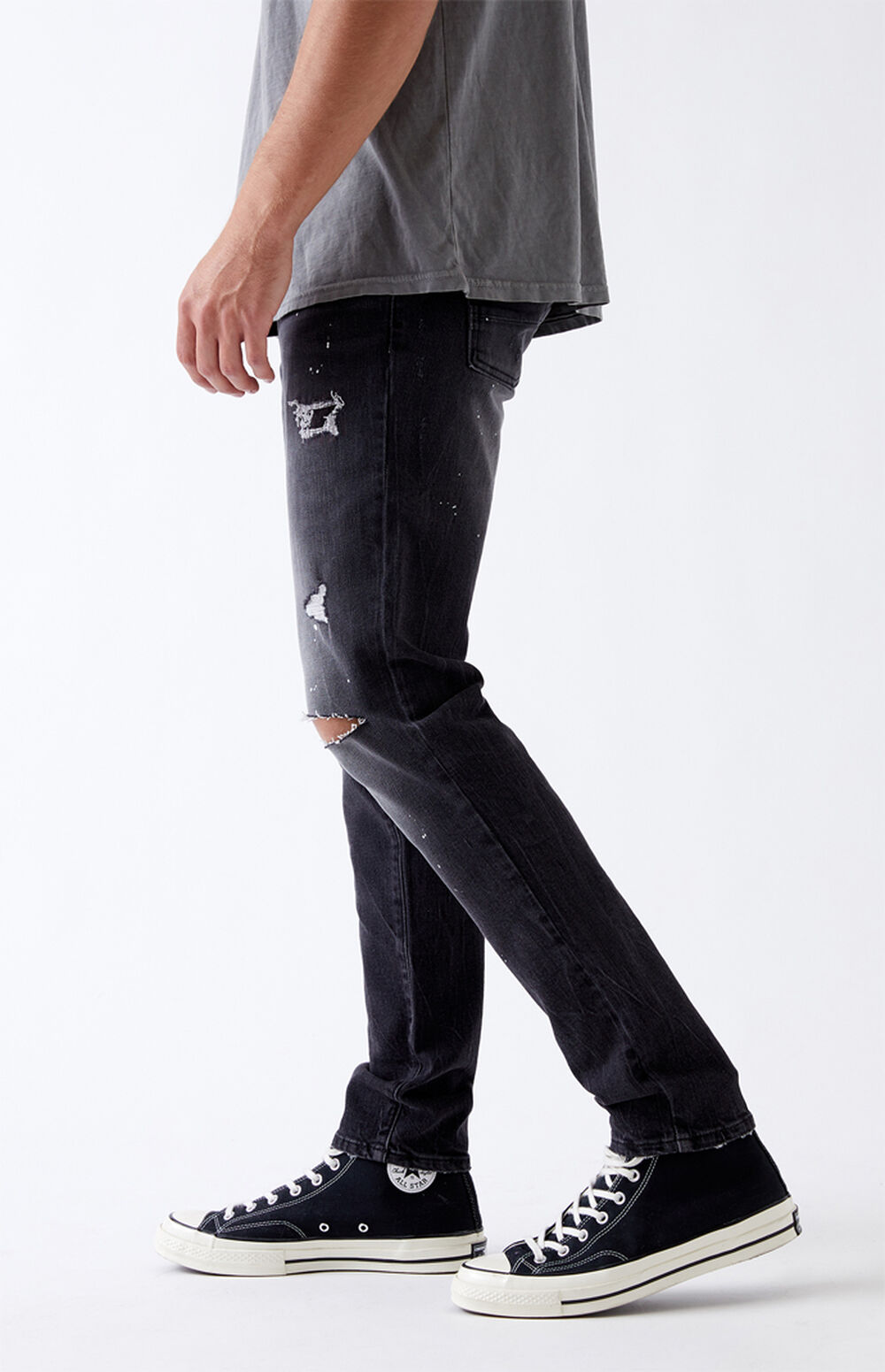 PacSun Black Paint Splatter Skinny Jeans PacSun