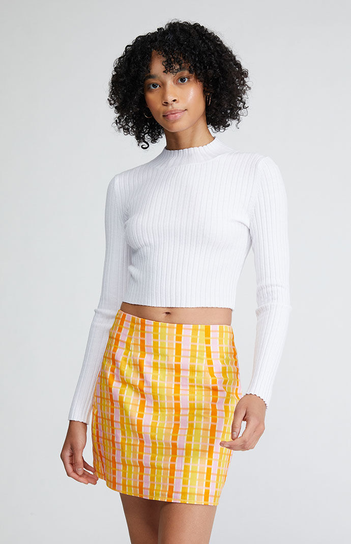 Yellow plaid skirt pacsun hot sale