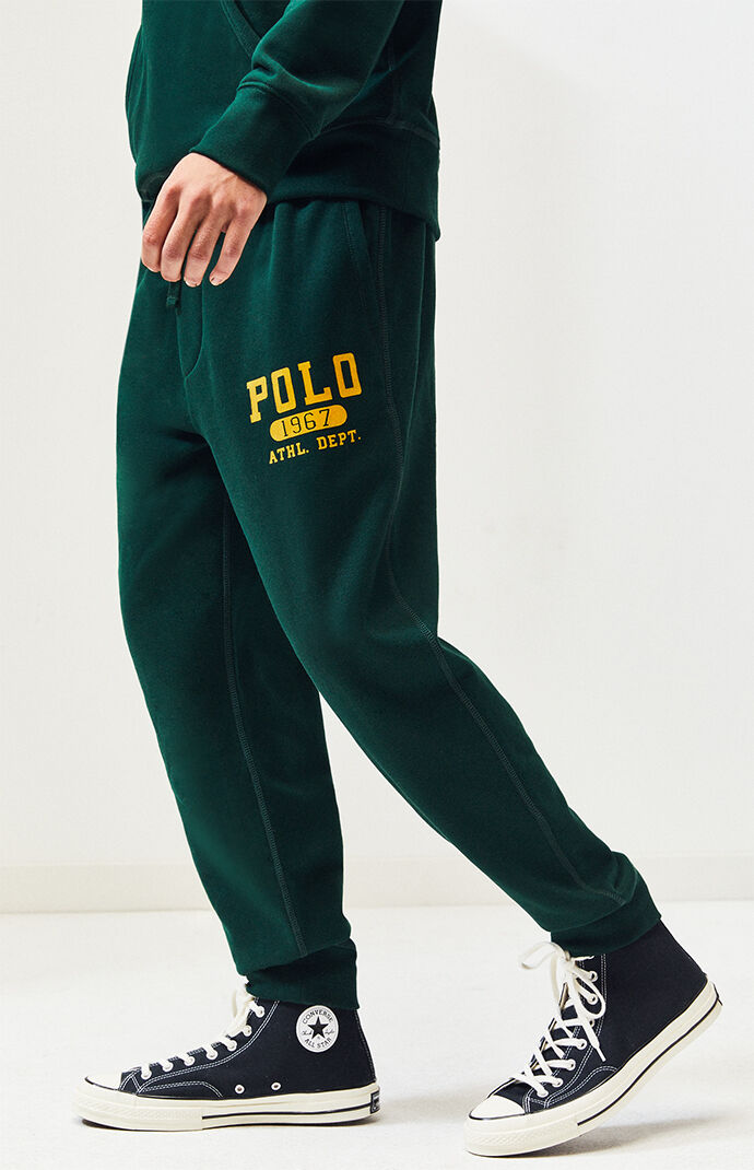 green polo sweatpants